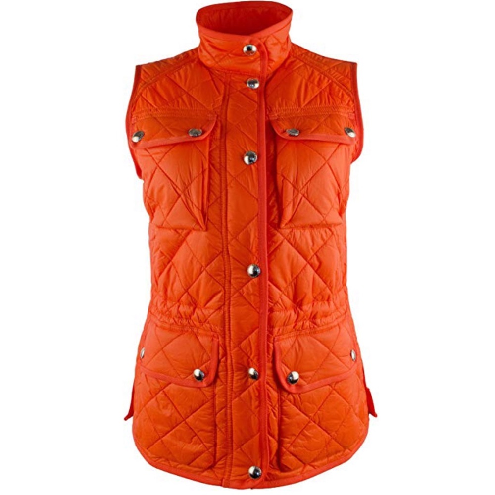 Ralph Lauren Womens Outerwear Quilted Orange Vest